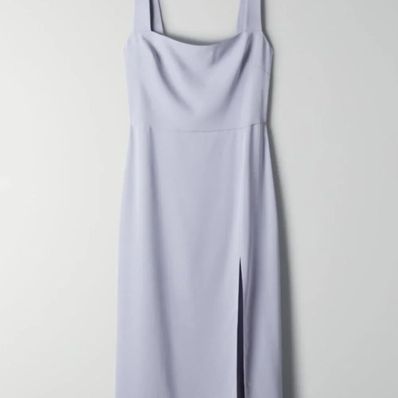Aritzia Babaton '90s Slit Square Neck Drape Midi Dress Periwinkle Blue Size 2 - Picture 1 of 8